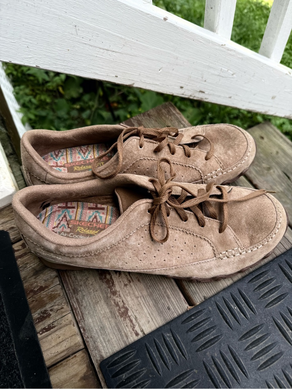 Skechers Tan Suede Lace-Up Moccasins